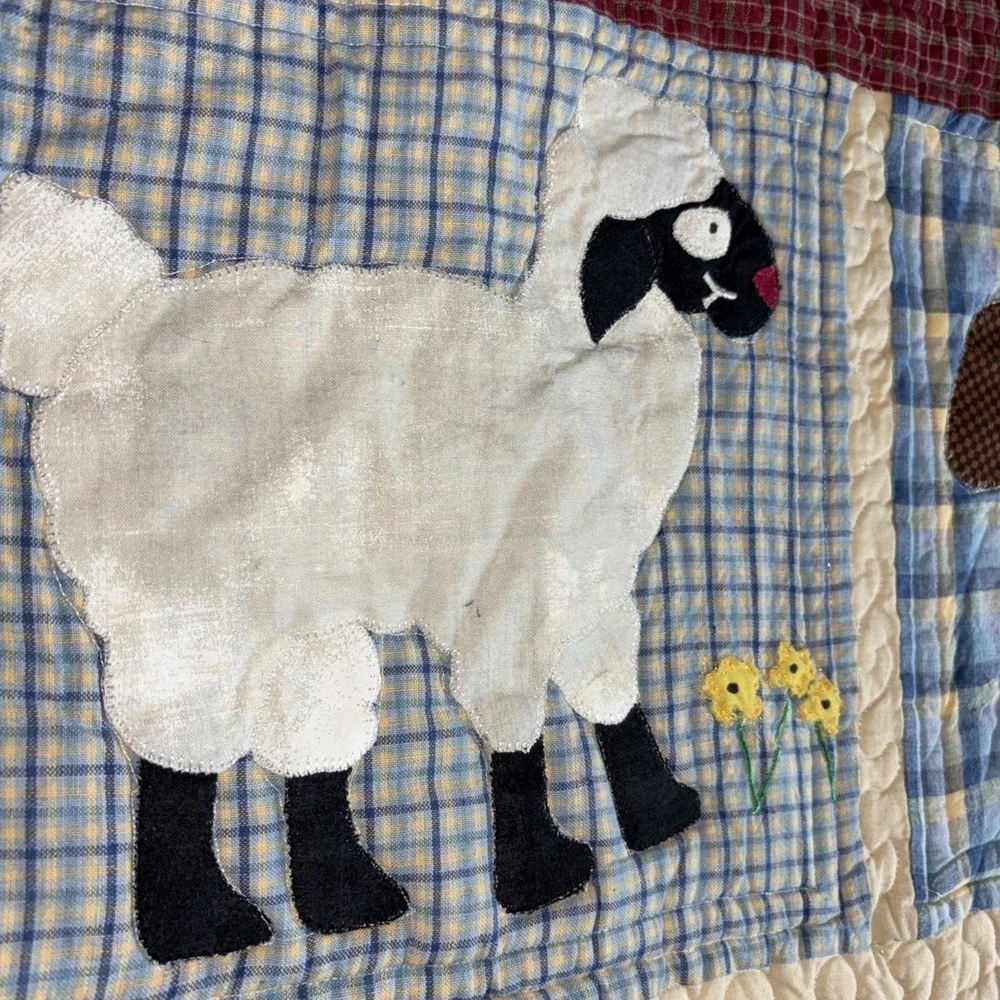 Handmade Crib Quilt Baby Blanket‎ Patchwork Old McDonald Farm Animals Unisex